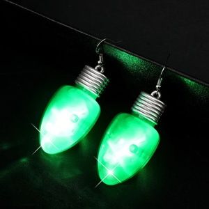Lighted Green Christmas Bulb Earrings